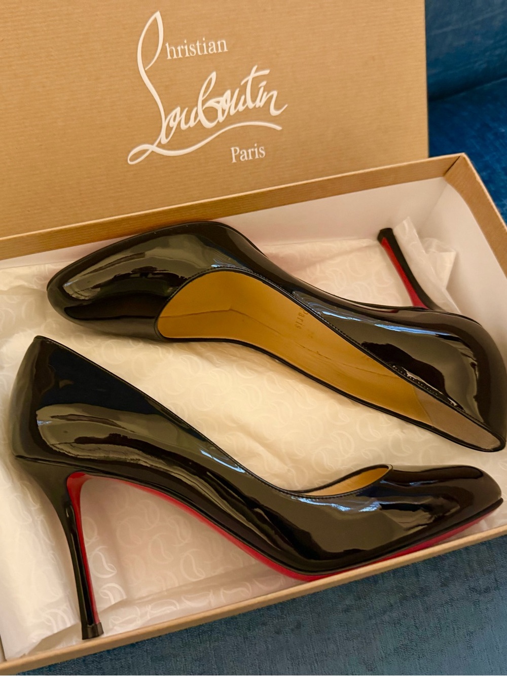 Christian Louboutin Black Patent Pumps with Signature Red Sole